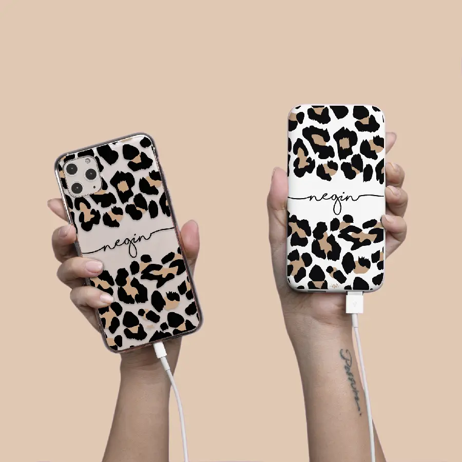 iPhone Case and Power Bank with Leopard Design