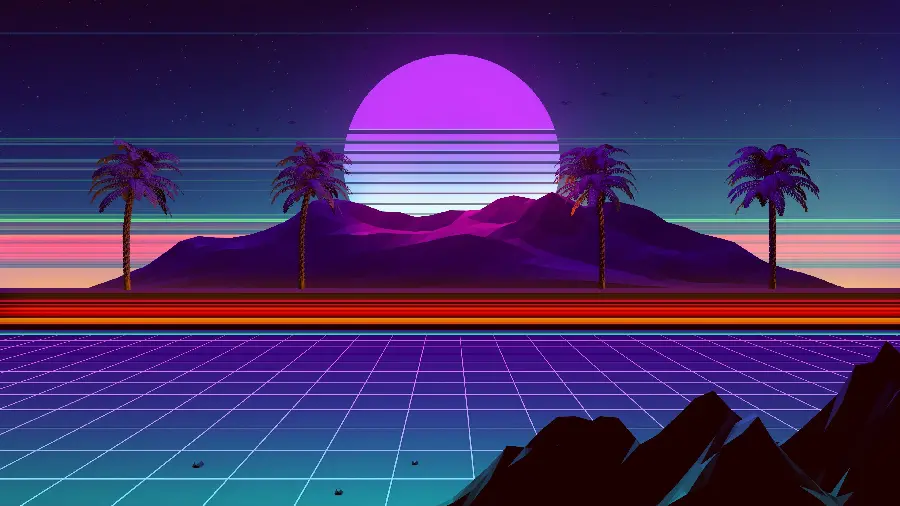 Retrowave HD Tablet Wallpaper