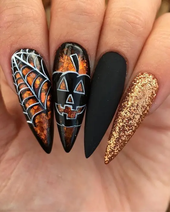 Long Halloween Nail Art Design - Spooky and Creative