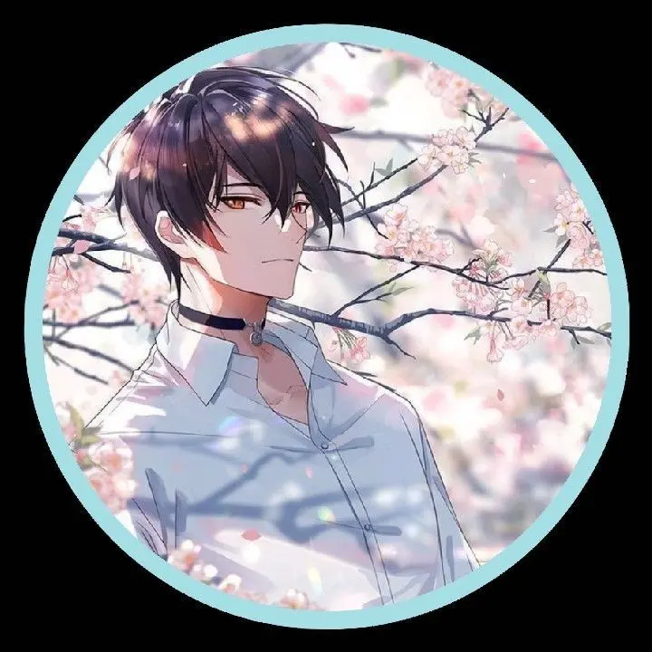 Anime Boy Profile Picture with Cherry Blossoms