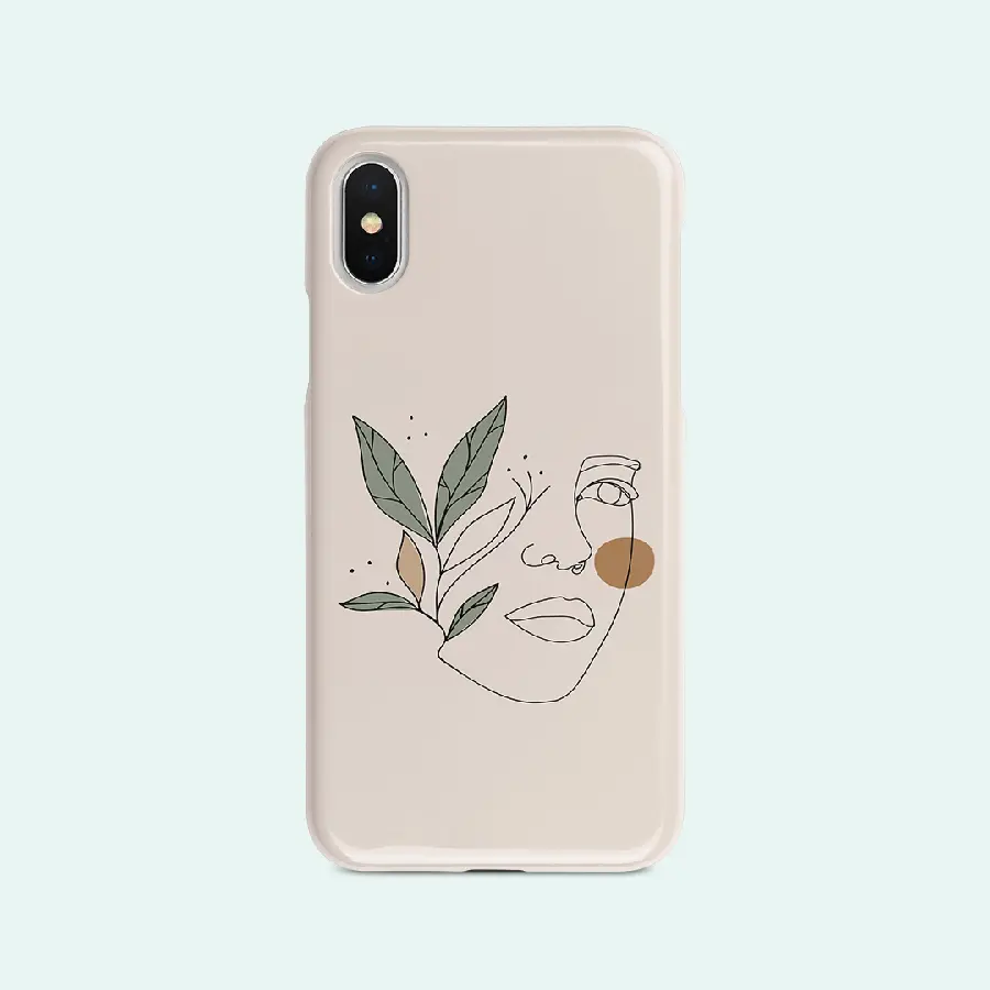 iPhone Case with Face and Leaf Design