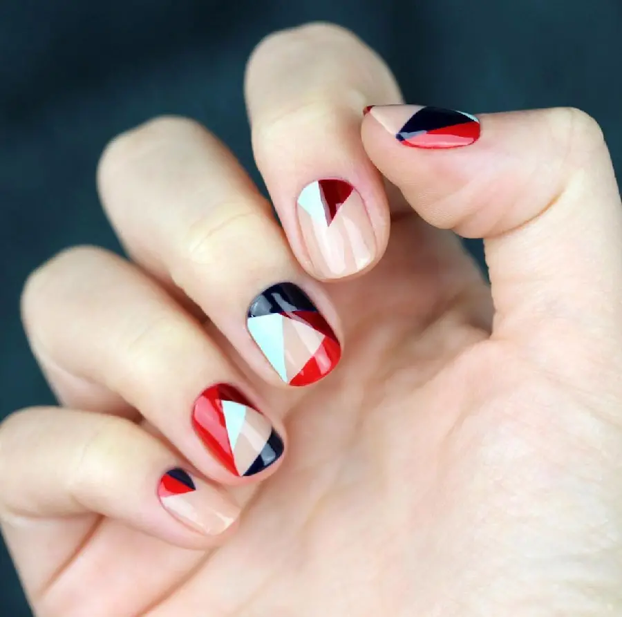 French Classic Color Block Nail Design for a Timeless Look