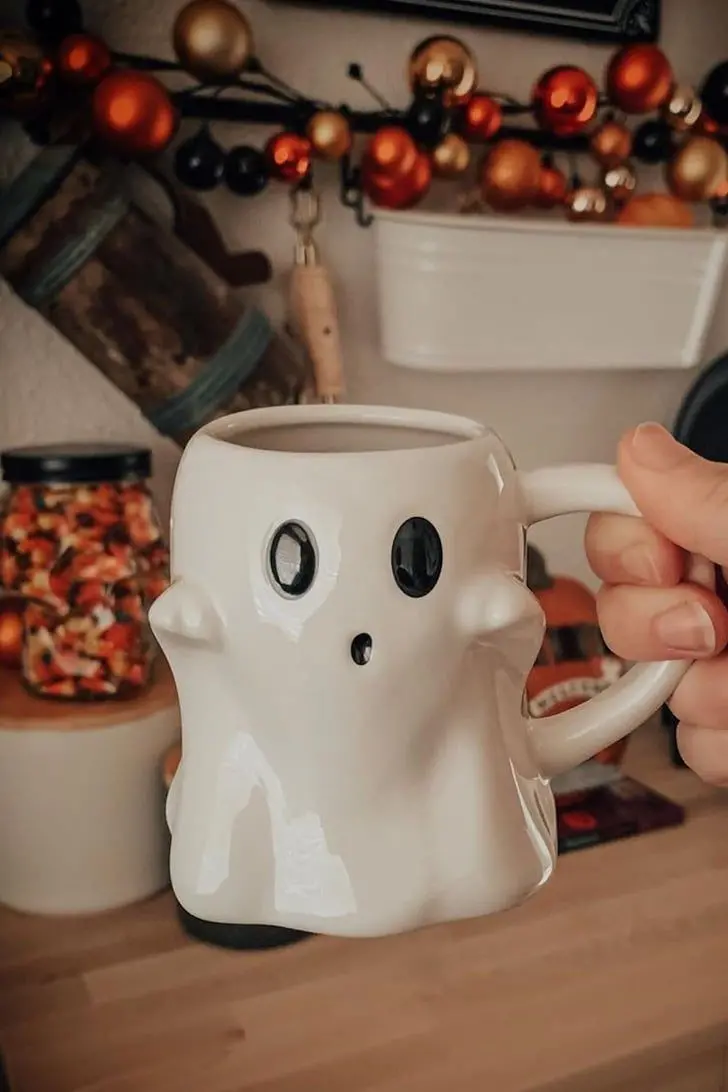 Unique Design Mug for Horror Lovers - White and Irregular Shape