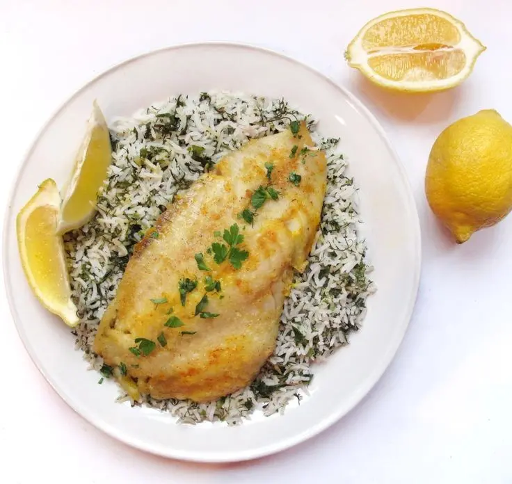 Herb Rice with White Fish Photo