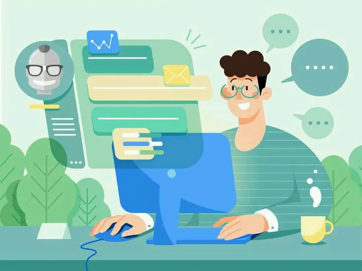 Download Image of Busy and Happy Employee