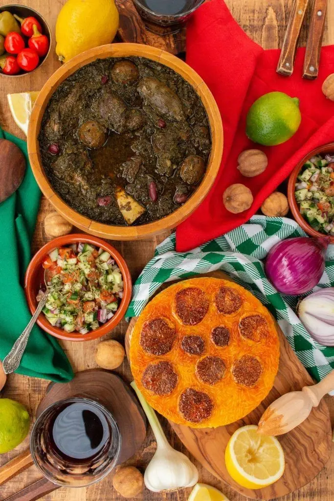 Ghormeh Sabzi with Steamed Rice Image