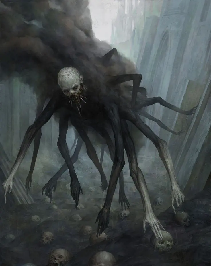 Download Centipede Skeleton in Foggy Forest Image
