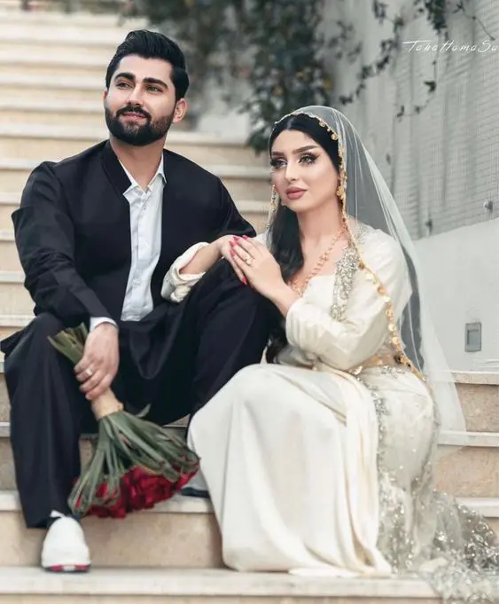 White Kurdish Bridal Dress for Traditional Weddings