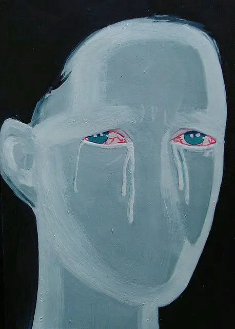 High-Quality Image of a Crying Painted Face