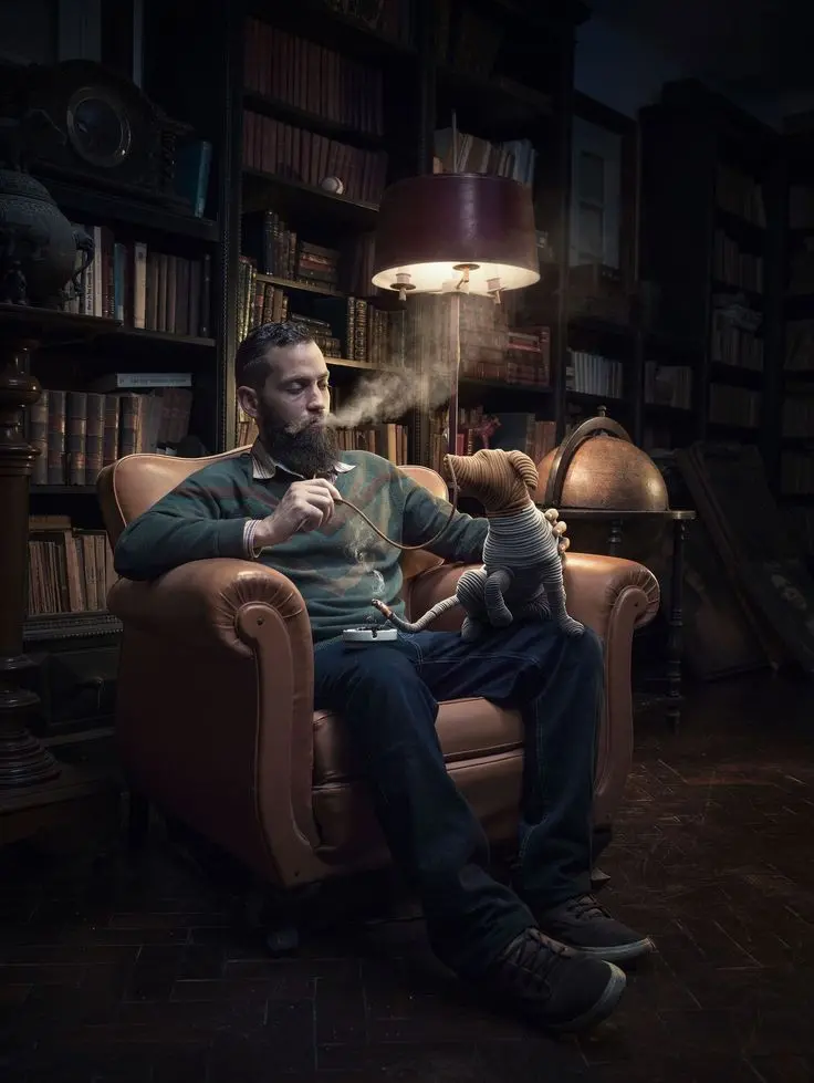 Download Image of Smoking Man and Imaginary Dog