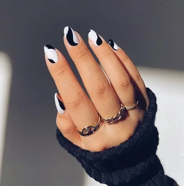 Timeless Black and White Nail Design