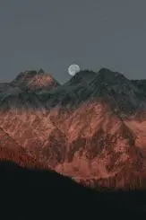 Snowy Mountain and Moon Wallpaper