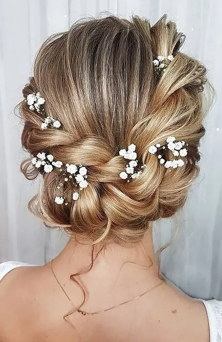 Boho Bridal Bun - European Style with Flowers