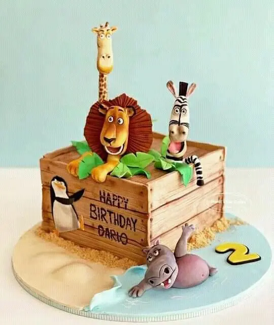 Madagascar Themed Birthday Cake Photo