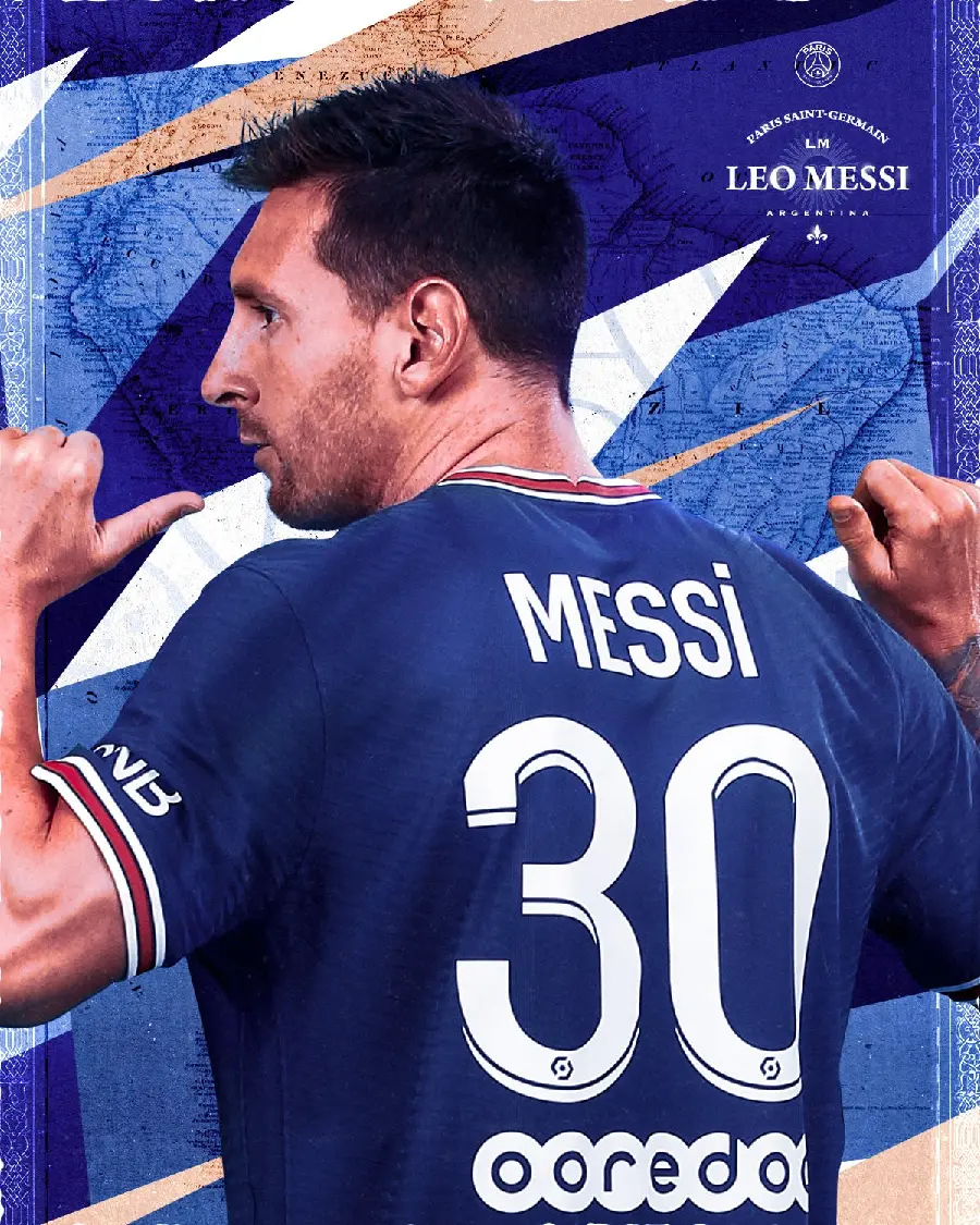Image of Messi with Number 30 Jersey in PSG