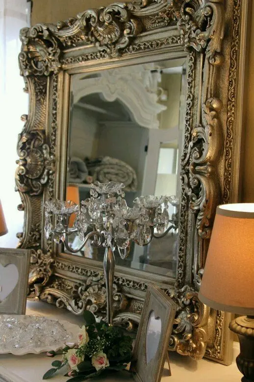 Download Silver Frame Mirror on Table Image
