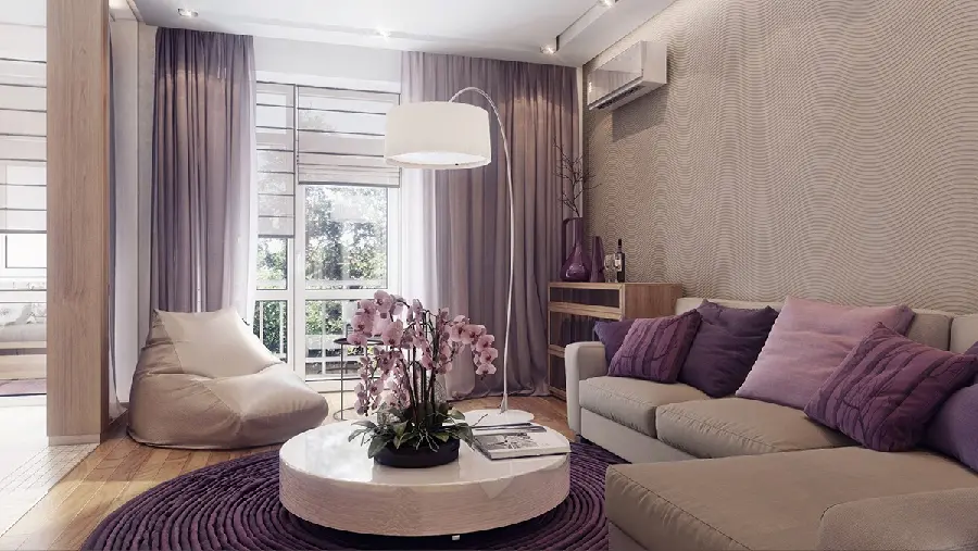Image of Interior Decor and Design with Purple Theme