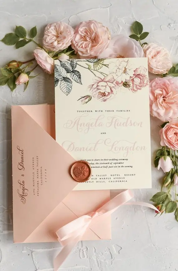 Pink Wedding Invitation Card Photo