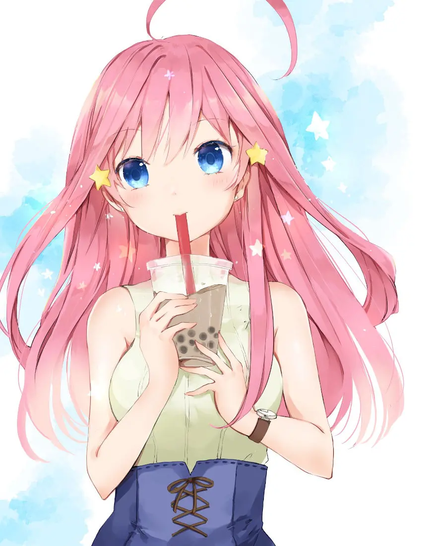 Cute Anime Girl with Bubble Tea Photo