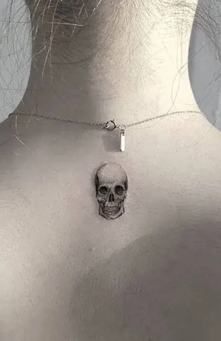 Skull Tattoo Design for Back of Neck