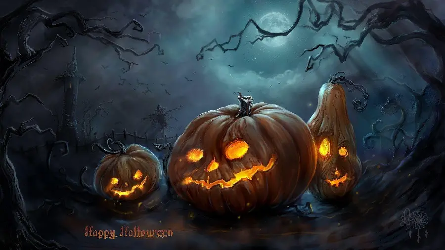Halloween Greeting Photo with Spooky Cartoon Themes