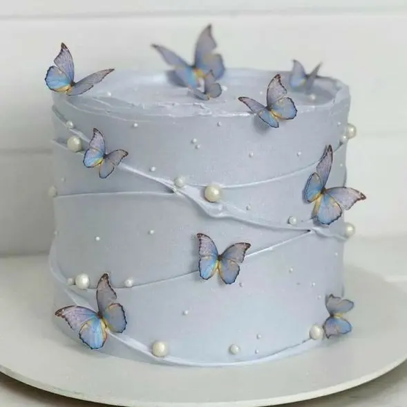 Blue Butterfly Birthday Cake Image - Trendy and Beautiful