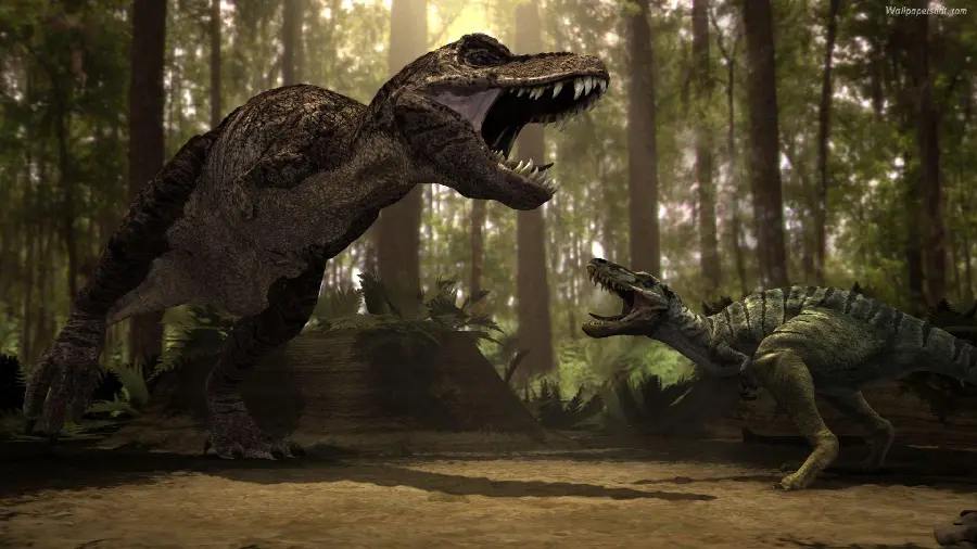 Battle Between Two Dinosaurs