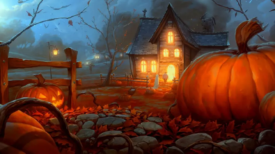 Halloween Night Photo with Scary Pumpkins