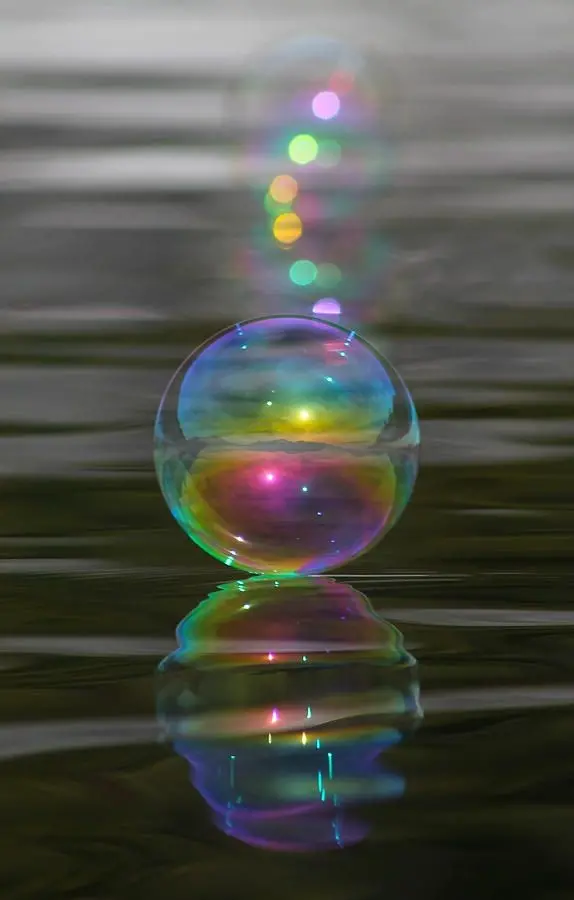 Download Image of a Glowing Bubble on Sea Water