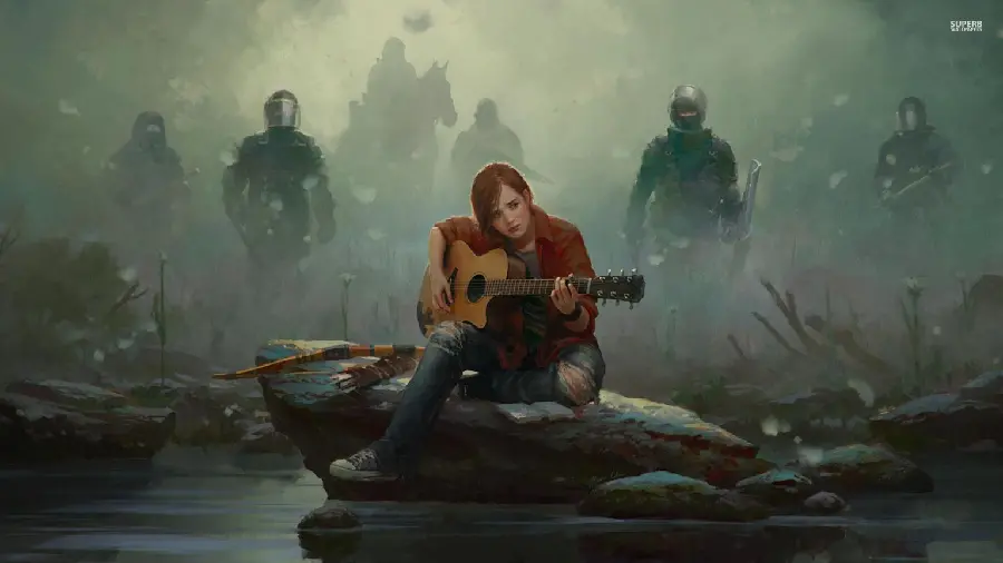 Ellie with Guitar Wallpaper in The Last of Us 2