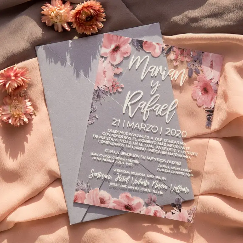 Acrylic Glass Wedding Invitation Card Photo