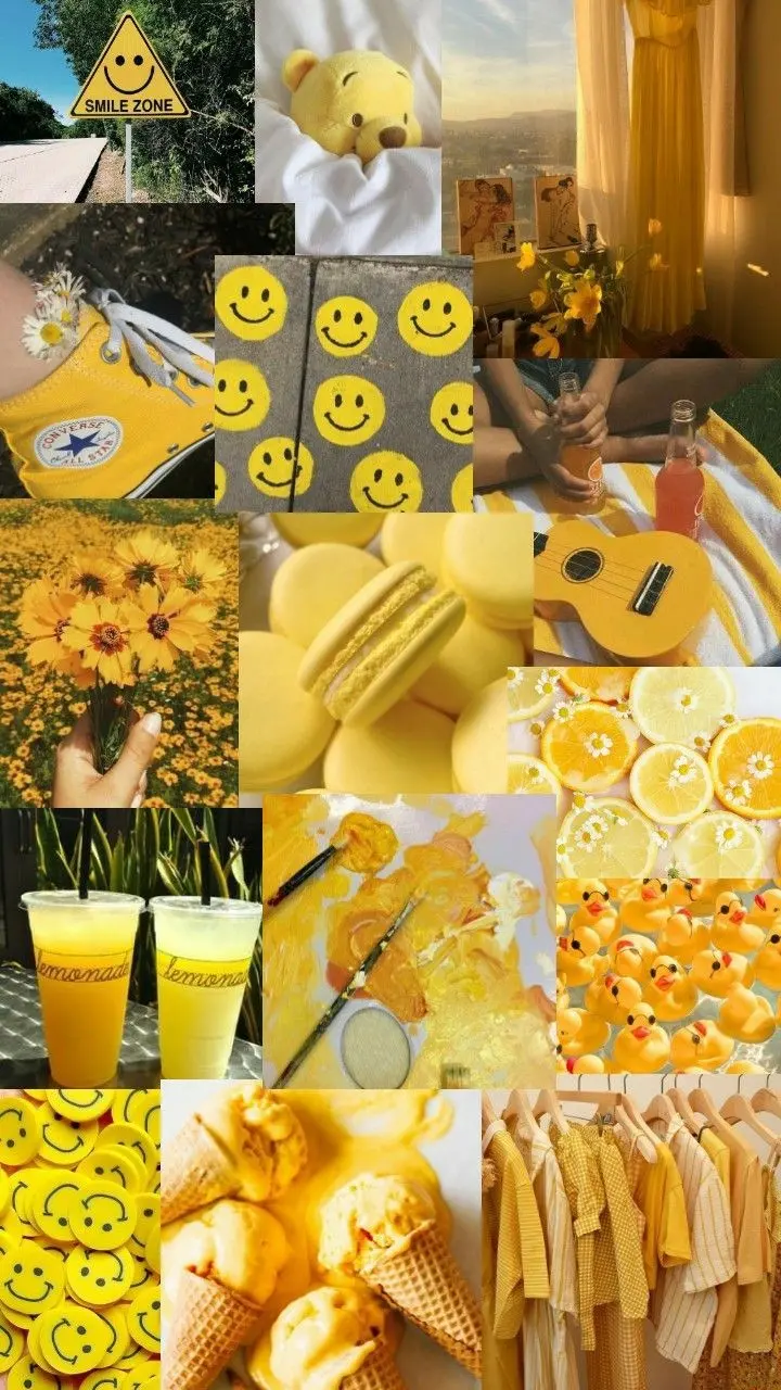 Yellow Mosaic Wallpaper for Eye Comfort