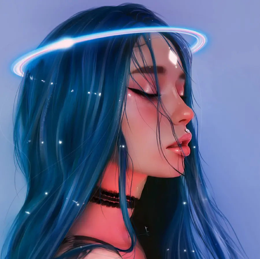 Download Digital Art Background of a Girl with Indigo Hair