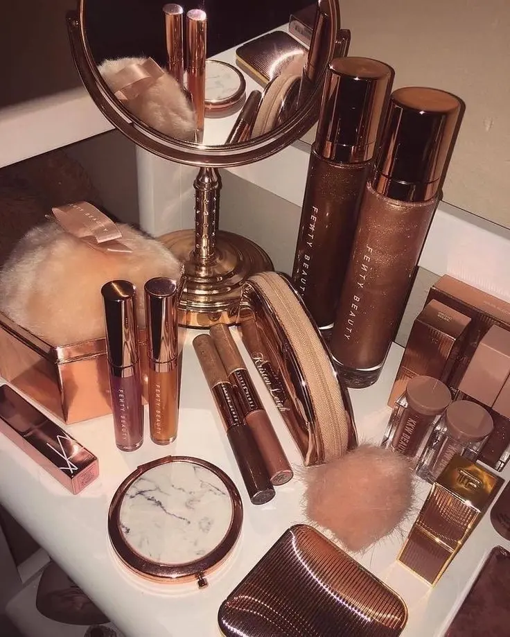 Download Beige-Themed Makeup Table Wallpaper for Your Book Cover