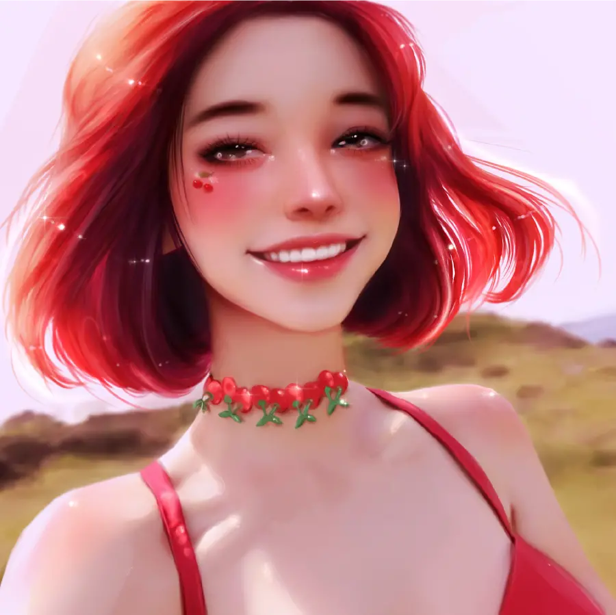 Download Digital Art of a Girl with Short Red Hair