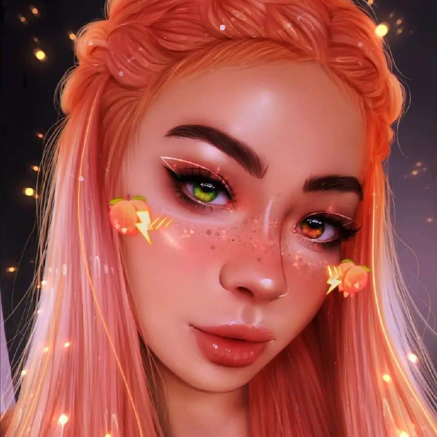 Download Digital Art of a Girl with Peach Hair
