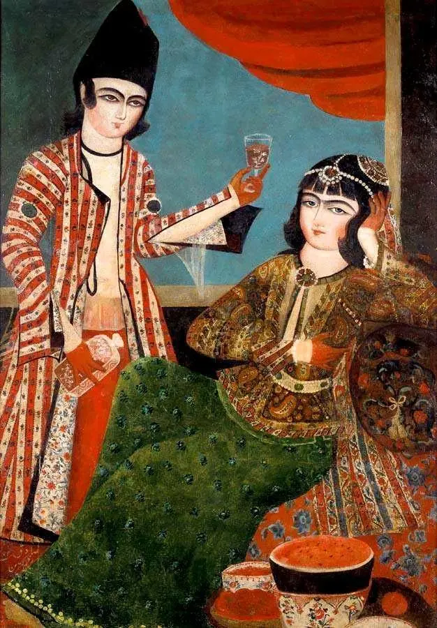 Download Painting of Iranian Woman and Her Maid