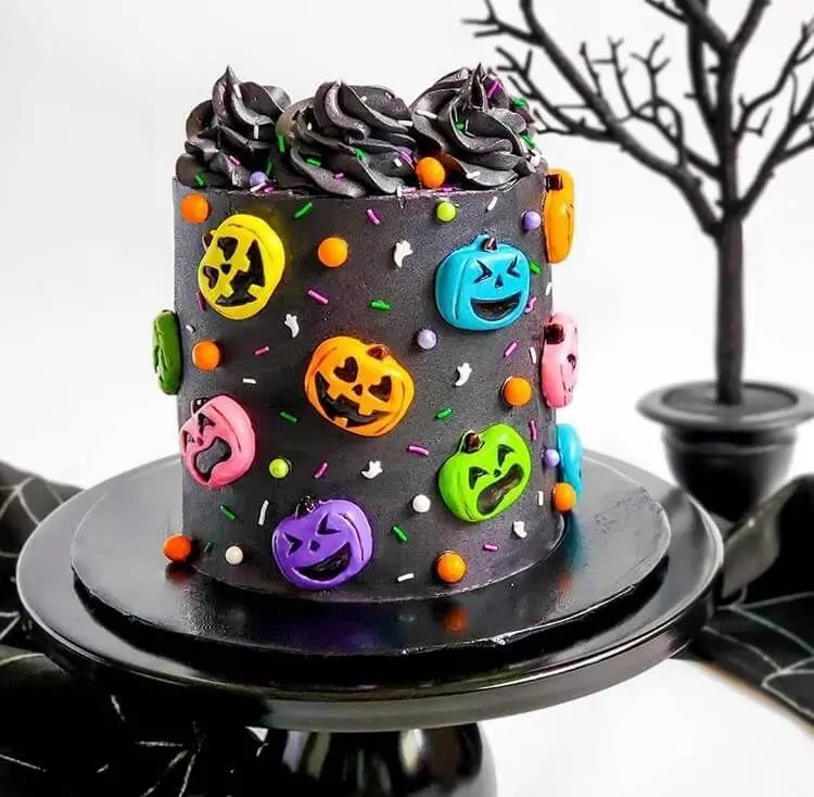 Colorful Pumpkin Halloween Cake Photo