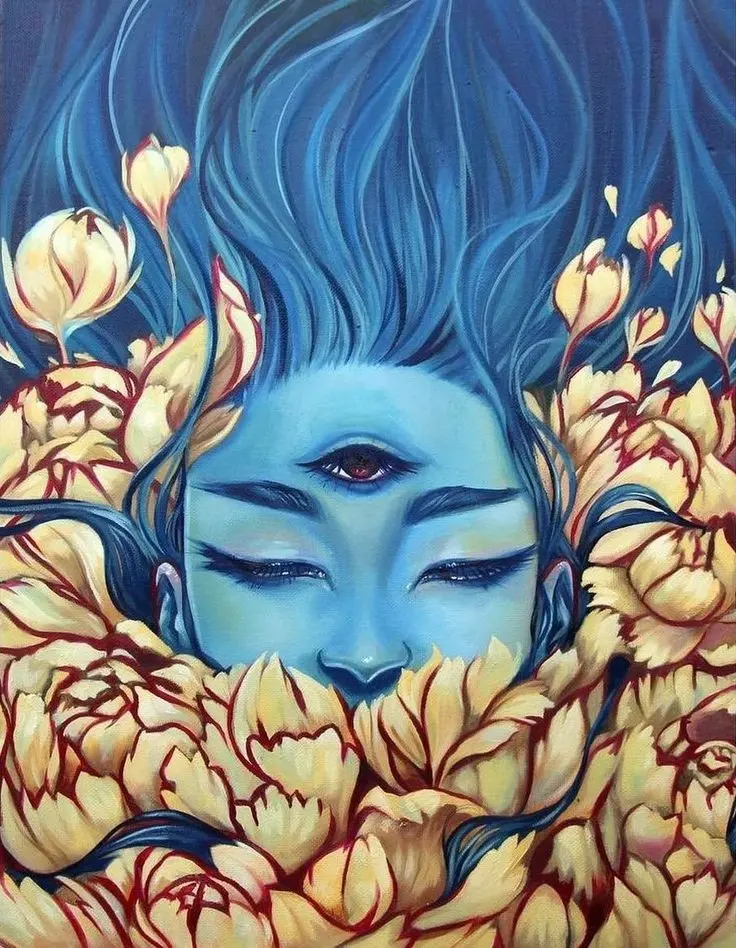 Download Painted Third Eye Images on Blue Skin Girl
