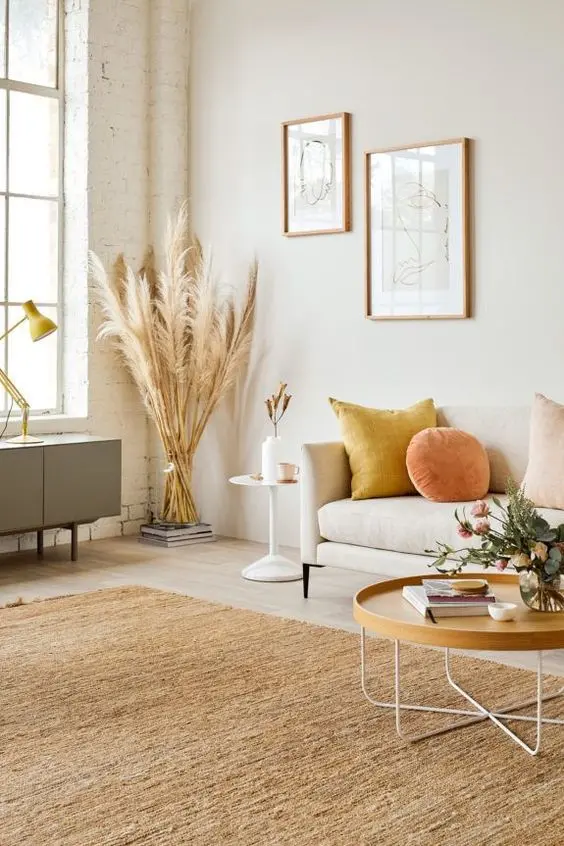 Image of Interior Decor with Cream and Orange Theme