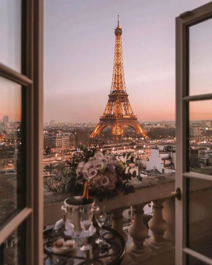 Download Window View with Eiffel Tower Background