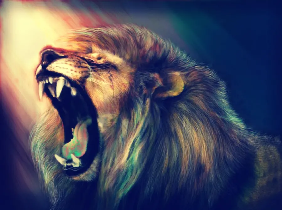 Lion Roaring Artistic Image