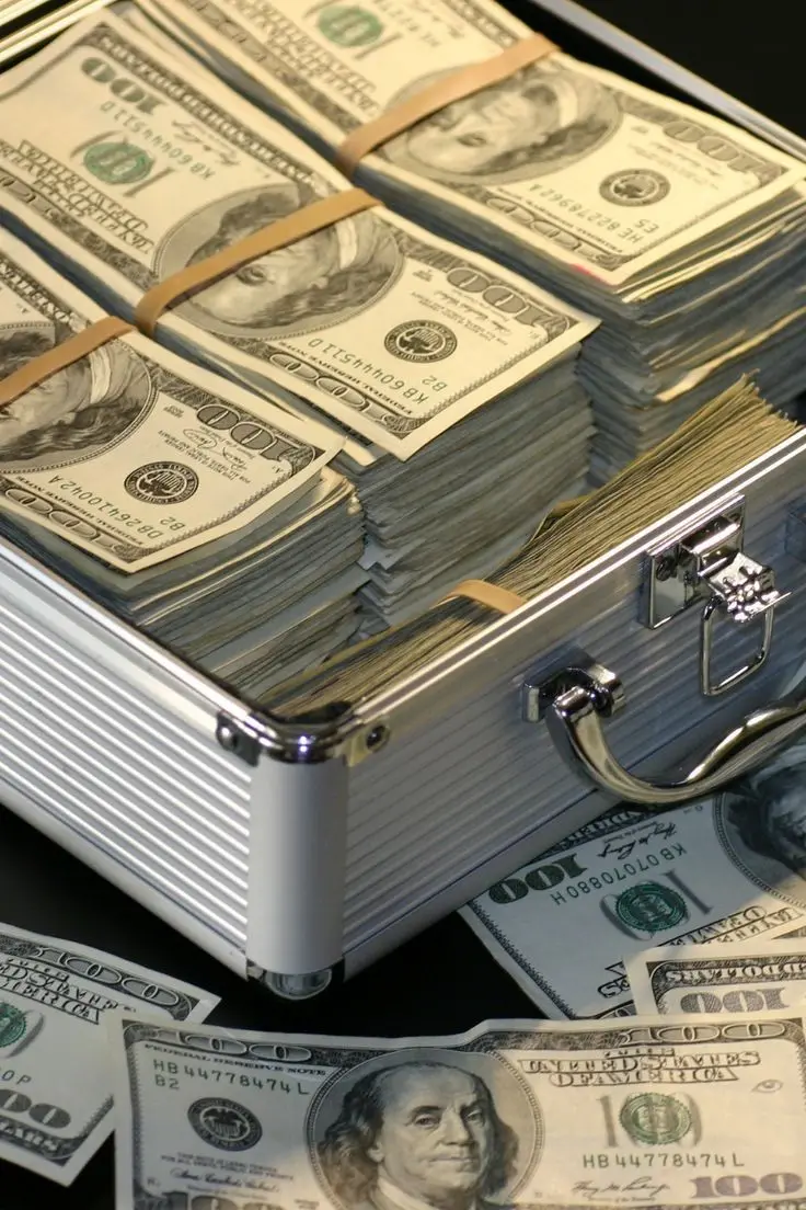 Download Wallpaper of Dollars in a Luxury Suitcase