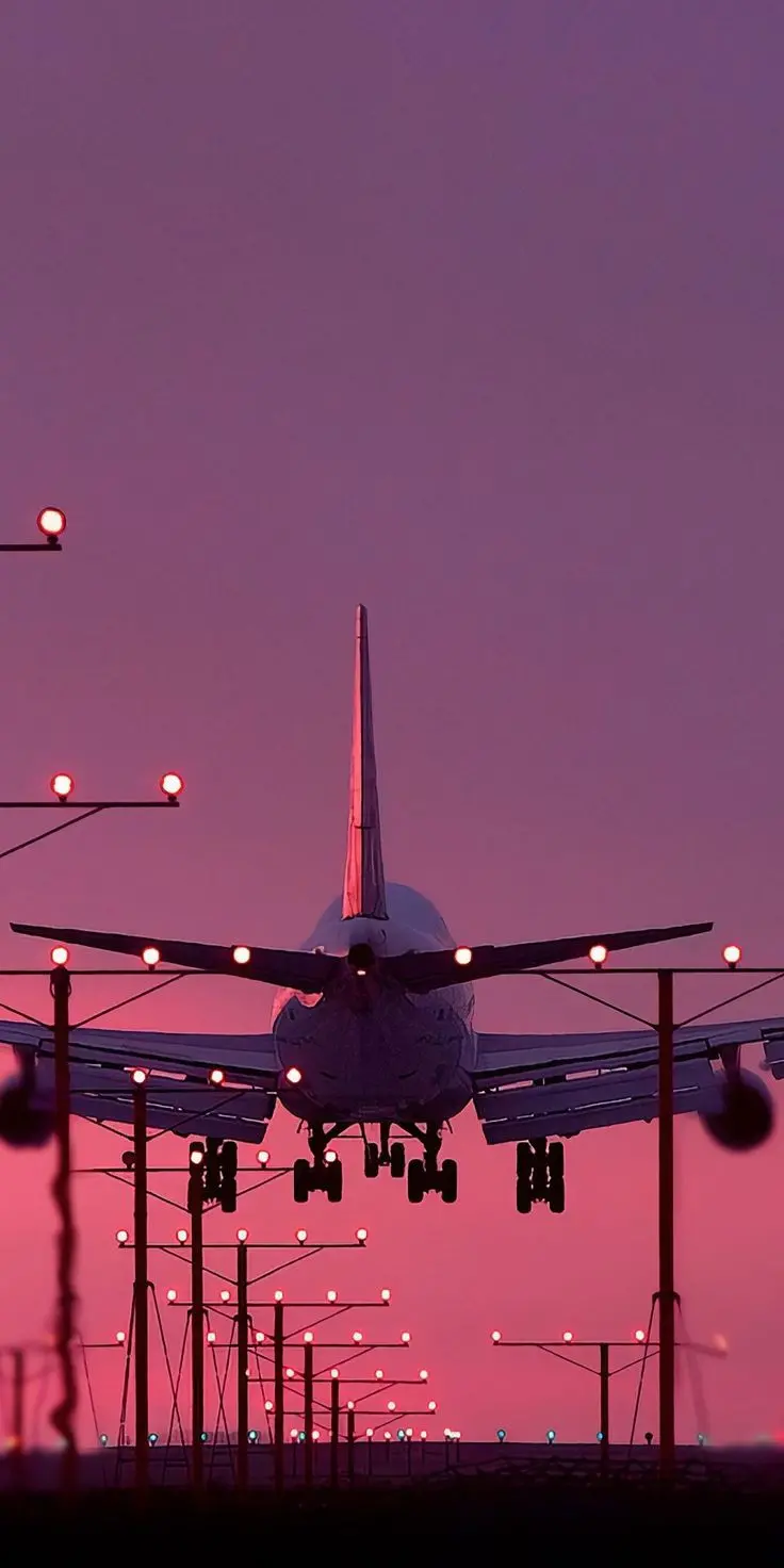 Download Airplane Ascending to Pink Sky Wallpaper