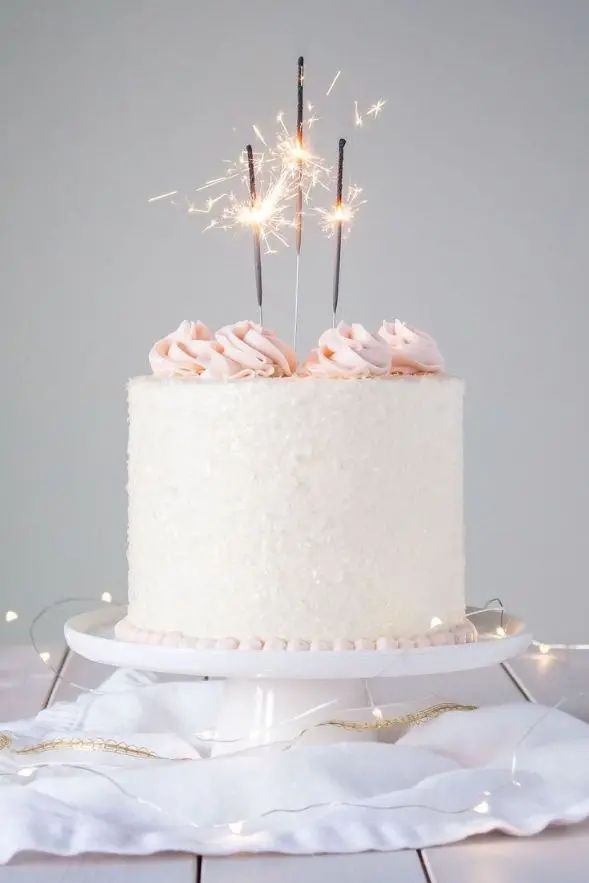 Simple White Birthday Cake Image - Classic and Elegant