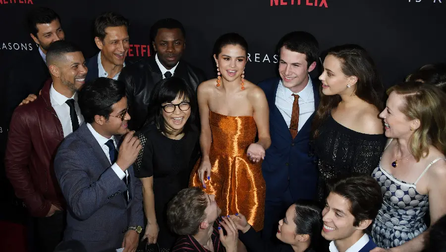 Selena Gomez with 13 Reasons Why Cast