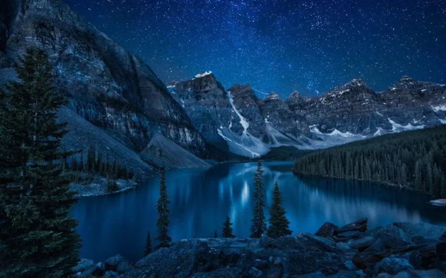 Starry Night Banff National Park Wallpaper