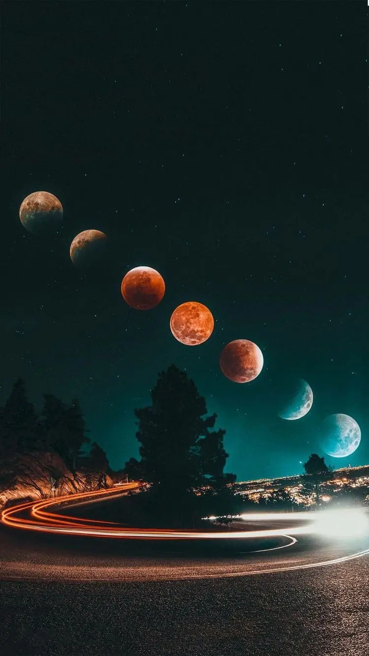 8K Quality Moon Wallpaper with Different Phases