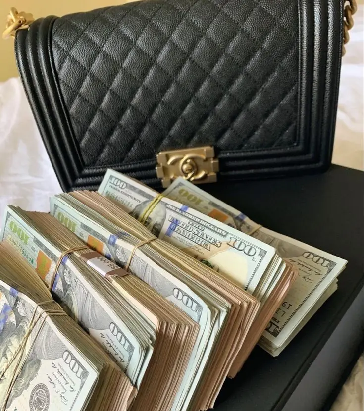 Download Background Image of Dollars Next to a Purse