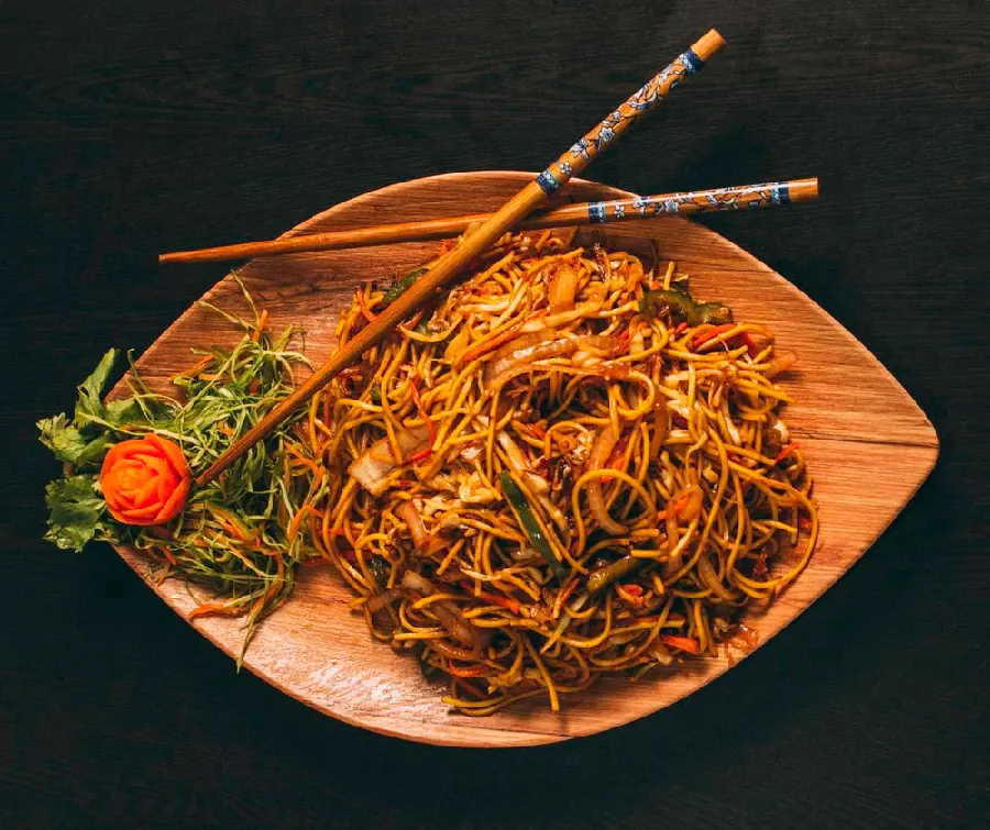 Beautiful Photo of Delicious Noodles and Chopsing
